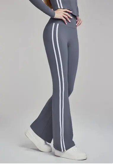 AuraX High Waisted Flare Leggings | Yoga Pants for Women with Side Stripe Design