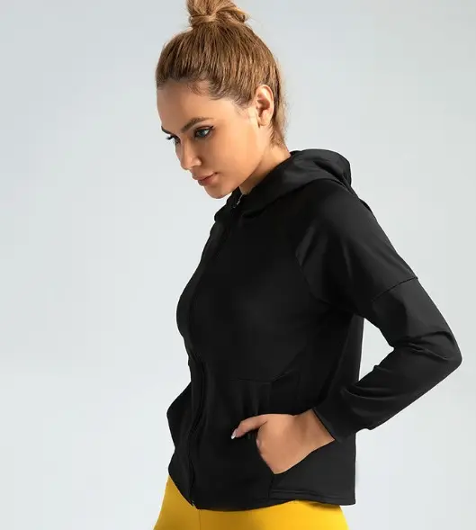 AuraX Zipper Jacket Lightweight Solid Print Yoga Hoodie Breathable Four-Way Stretch Running Training Seamless Fitness