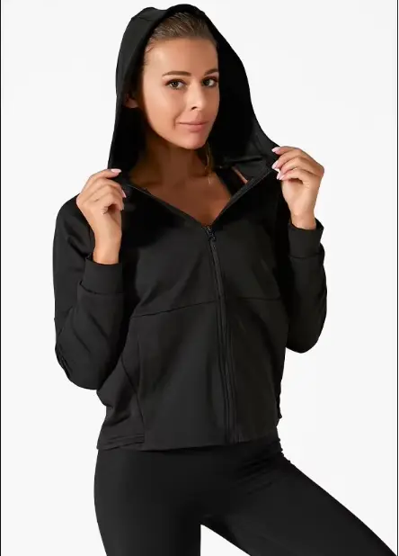 AuraX Zipper Jacket Lightweight Solid Print Yoga Hoodie Breathable Four-Way Stretch Running Training Seamless Fitness