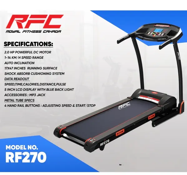 Royal Fitness Canada RFC 270 Treadmill 2.00HP DC Auto incline
