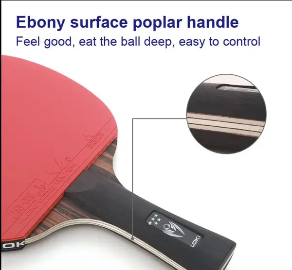 Loki Table Tennis Racket - Kirin 5-Star With Bag - Red/Black