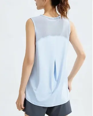 AuraX Female Solid Colored Workout Tank Top Sport Shirt | Sports Tank Top Tank Top Sleeveless Mesh Tennis Golf Pickleball Crew Neck