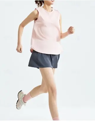 AuraX Female Solid Colored Workout Tank Top Sport Shirt | Sports Tank Top Tank Top Sleeveless Mesh Tennis Golf Pickleball Crew Neck