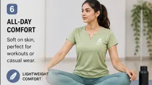 AuraX Sports Fitness Yoga V Neck Athletic T-Shirt for Female