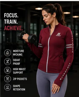 AuraX Women Sport | Yoga | Gym | Running Jackets Zipper Thumb Hole |Quick Dry Gym Fitness Tops Coat