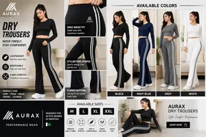 AuraX High Waisted Flare Leggings | Yoga Pants for Women with Side Stripe Design