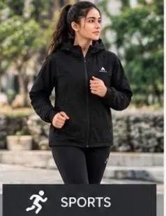 AuraX Women Black Hodie Zipper Jacket | Breathable Four-Way Stretch 