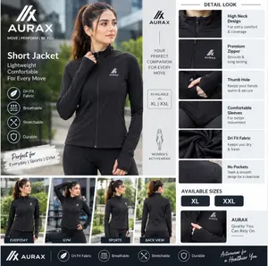 AuraX Colar Jacket Outdoor Running| Fitness | Yoga | Dri Fit Zipper Collar Skinny Coat