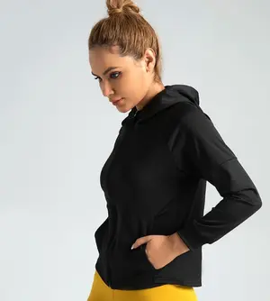 AuraX Zipper Jacket Lightweight Solid Print Yoga Hoodie Breathable Four-Way Stretch Running| Fitness