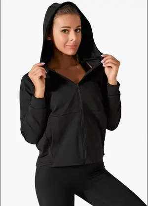 AuraX Zipper Jacket Lightweight Solid Print Yoga Hoodie Breathable Four-Way Stretch Running| Fitness