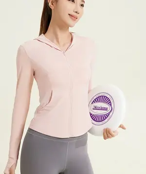 Girls Long Sleeve Gym Tops Women Zip Up Hoodie Running Sports Jacket Yoga Activewear Sweatshirts Slim Fit Sports T-Shirt Fitness Workout Crop Tops with Thumb Holes Quick Dry Hoodies