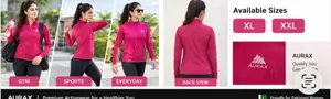 AuraX Women Pink Colar Jacket Sport | Running | Fitness Dri Fit Zipper Collar Skinny Jacket