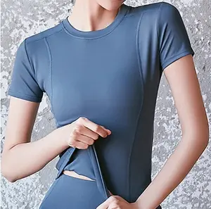 Aura X Women's Yoga Top Crew Neck Quick Dry Lightweight Breathable Solid Color Tee Tshirt Top For Running Fitness Yoga Loose Fit Activewear