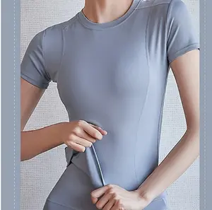Aura X Women's Yoga Top Crew Neck Quick Dry Lightweight Breathable Solid Color Tee Tshirt Top For Running Fitness Yoga Loose Fit Activewear