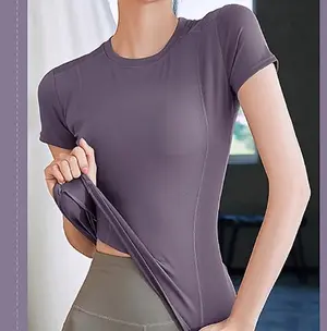 Aura X Women's Yoga Top Crew Neck Quick Dry Lightweight Breathable Solid Color Tee Tshirt Top For Running Fitness Yoga Loose Fit Activewear