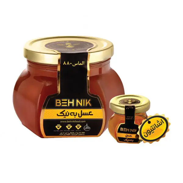 Beh Nik Diamond Honey – Premium Pure Iranian Honey in Glass Jar with Metal Lid | Full Shrink Wrap
