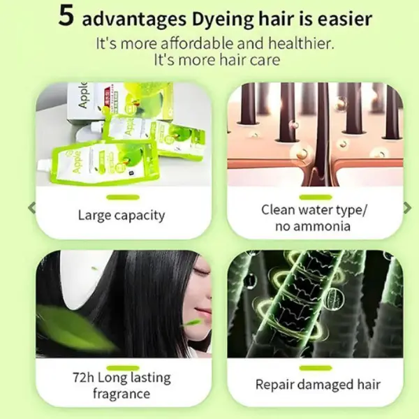 Original Apple Hair Color 72 – Ammonia-Free Natural Black & Dark Brown | Long-Lasting Coverage 