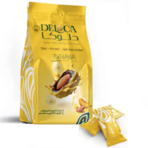 Premium Deloca  Almonds & Dates  Covered With Chocolate – Assorted Flavours (Chocolate, Vanilla, Dark,Banana, Orange & Coffee) 250g Pouch