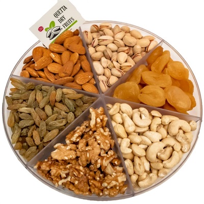 Elegant 6-Section Mix Dry Fruit Gift Box | Assorted Nuts Holiday Basket | Perfect for Thanksgiving, Birthdays, and Special Occasions