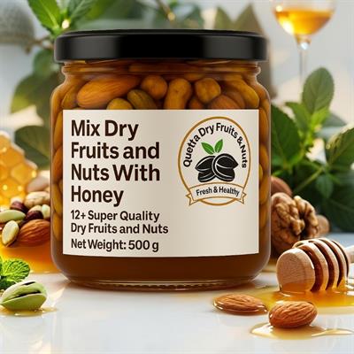 Mix Dry Fruits & Nuts With Pure Honey | Nature’s Power  glass jar, Packaging 500g, 1kg 