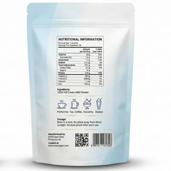 EverCream 1kg Full Cream Milk Powder | Premium Quality | Instant Dissolve | Perfect for Tea, Coffee & Daily Drinking