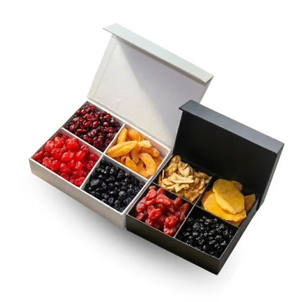 Buy Customizable Dehydrated Fruit Gift Box Online in Pakistan – Premium 4 Section Fruit Hamper