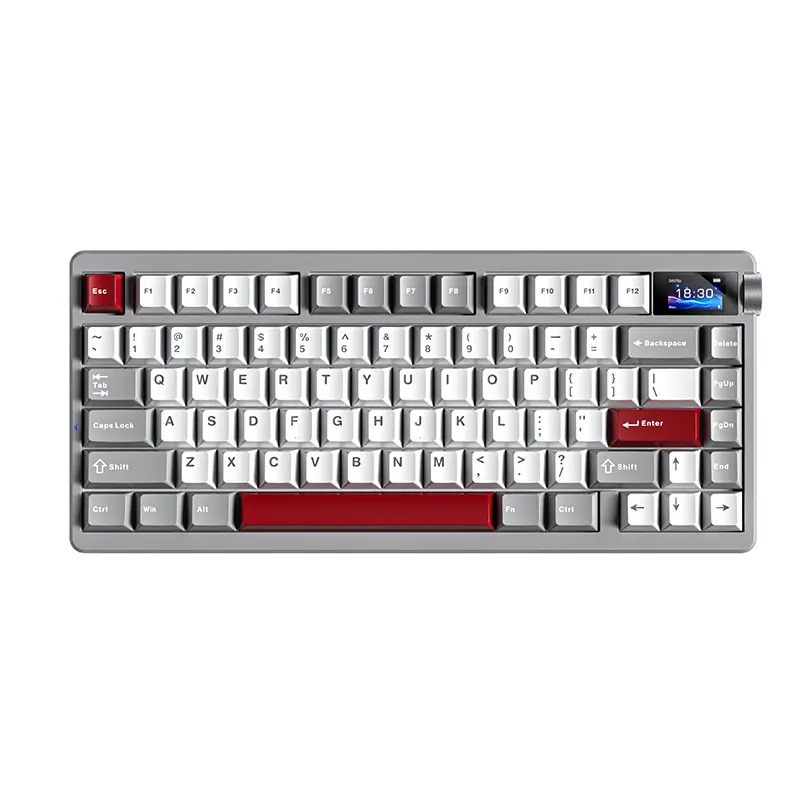 Aula Nova75 Mechanical Gaming Keyboard 8000mAh, Gasket Mounted with 75% Compact Layout, RGB Backlit, Custom Hot Swappable, Bluetooth Wireless/2.4GHz/USB-C Cream Keyboard Gaming for Win/Mac/iOS/Android (White/Grey/Red)
