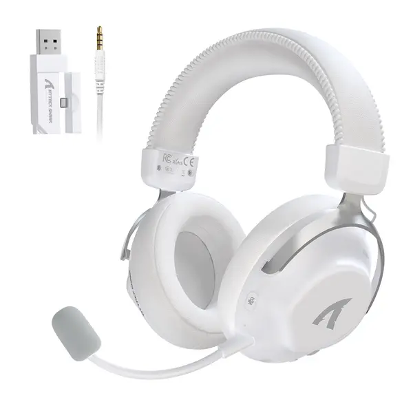 Attack Shark L50 PRO Wireless Gaming Headset with Detachable Mic, White