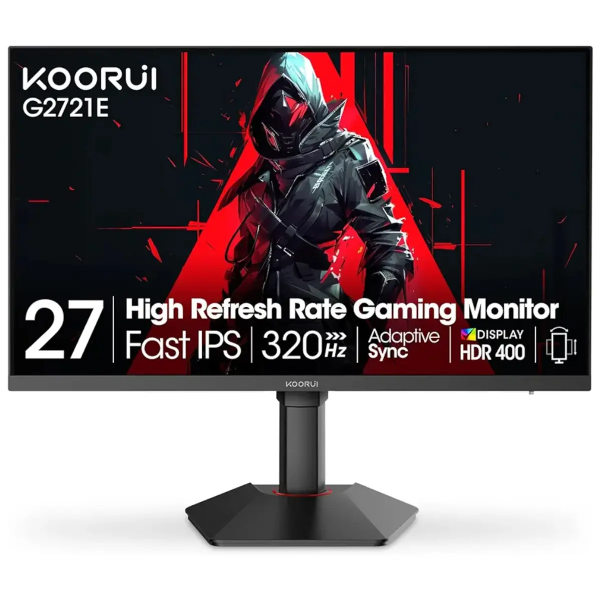 Koorui G2721E 27 Inch Gaming Monitor, 320Hz, Fast IPS, QHD 1440P, 1ms, Adaptive Sync, Lifting Adjustable, VESA Mountable, HDMI/DP, Low Blue Light, 99% SRGB
