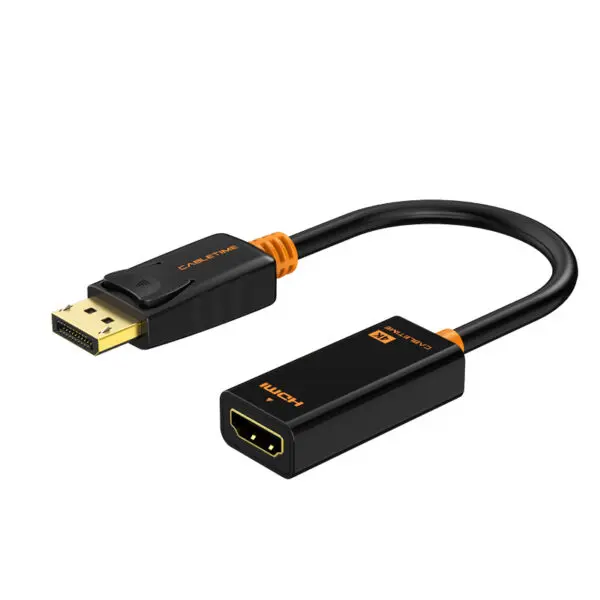 Cabletime CP21B DisplayPort to HDMI Adapter 4K@30Hz – Orange Strain Relief