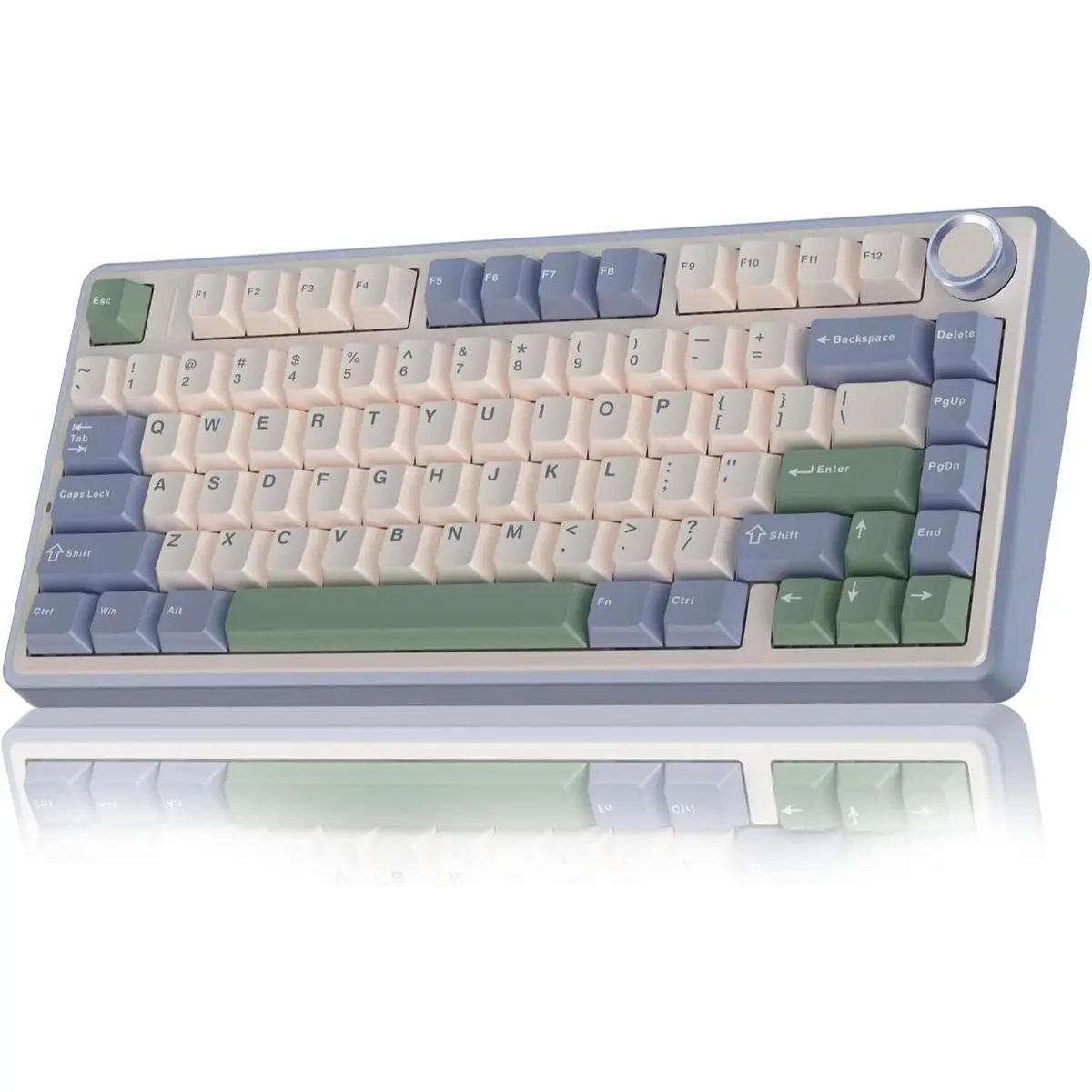 Aula F75 Wireless Gaming Mechanical Keyboard, 2.4 GHz/Type-C/BT5.0 Wireless Gaming Keyboard 75 Percent, Gasket Structure, Hot-Swap Wireless Keyboard RGB (White Green)