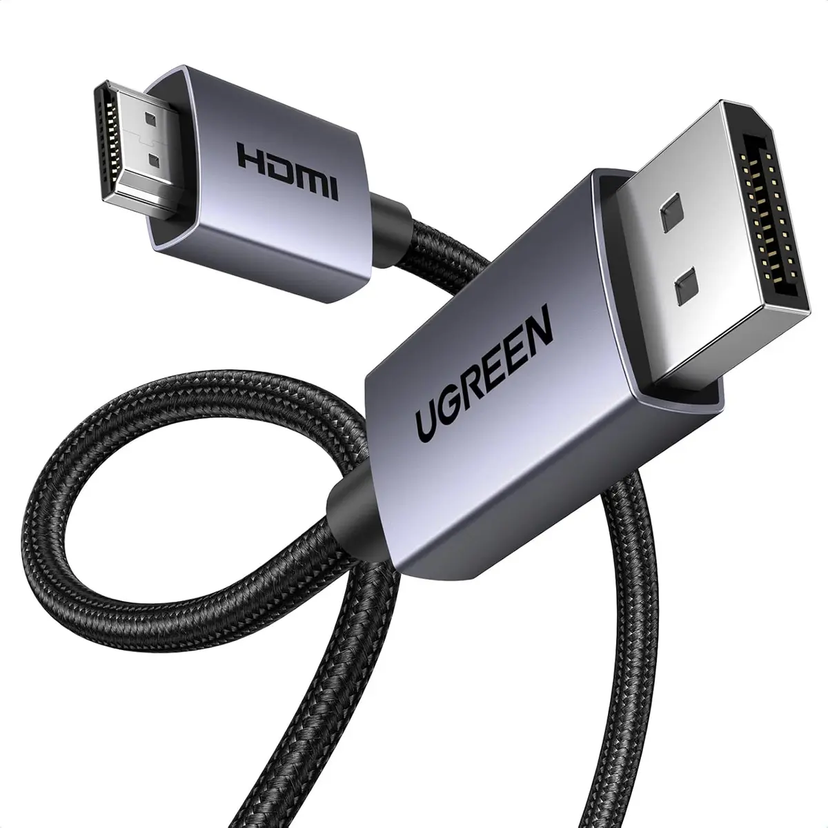 Ugreen 4K DisplayPort to HDMI Cable 1080P@120Hz, DP 1.2 to HDMI 1.4 Cord Alu Braided, Unidirectional Cable 10FT Compatible with Monitor, Desktop, HDTV, Laptop, AMD, NVIDIA (3M)