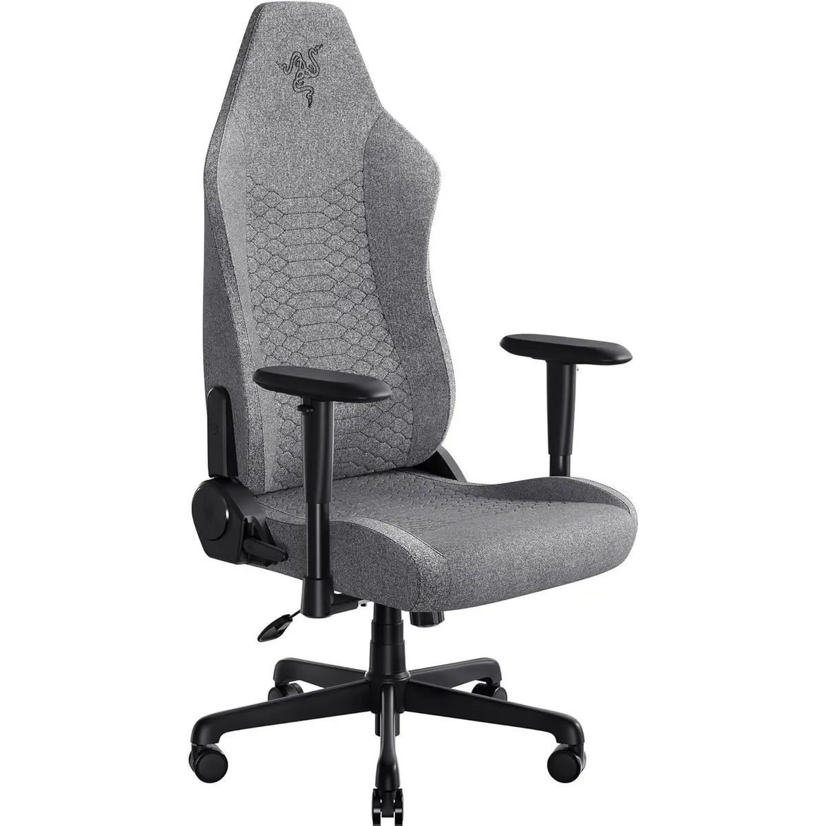 Razer Iskur V2 X Ergonomic Gaming Chair: Built-in Lumbar Support, Widened Seat Base, High Density Foam Cushions, Adjustable 152 Degree Recline, 2D Armrests, Plush Fabric Finish - Light Gray
