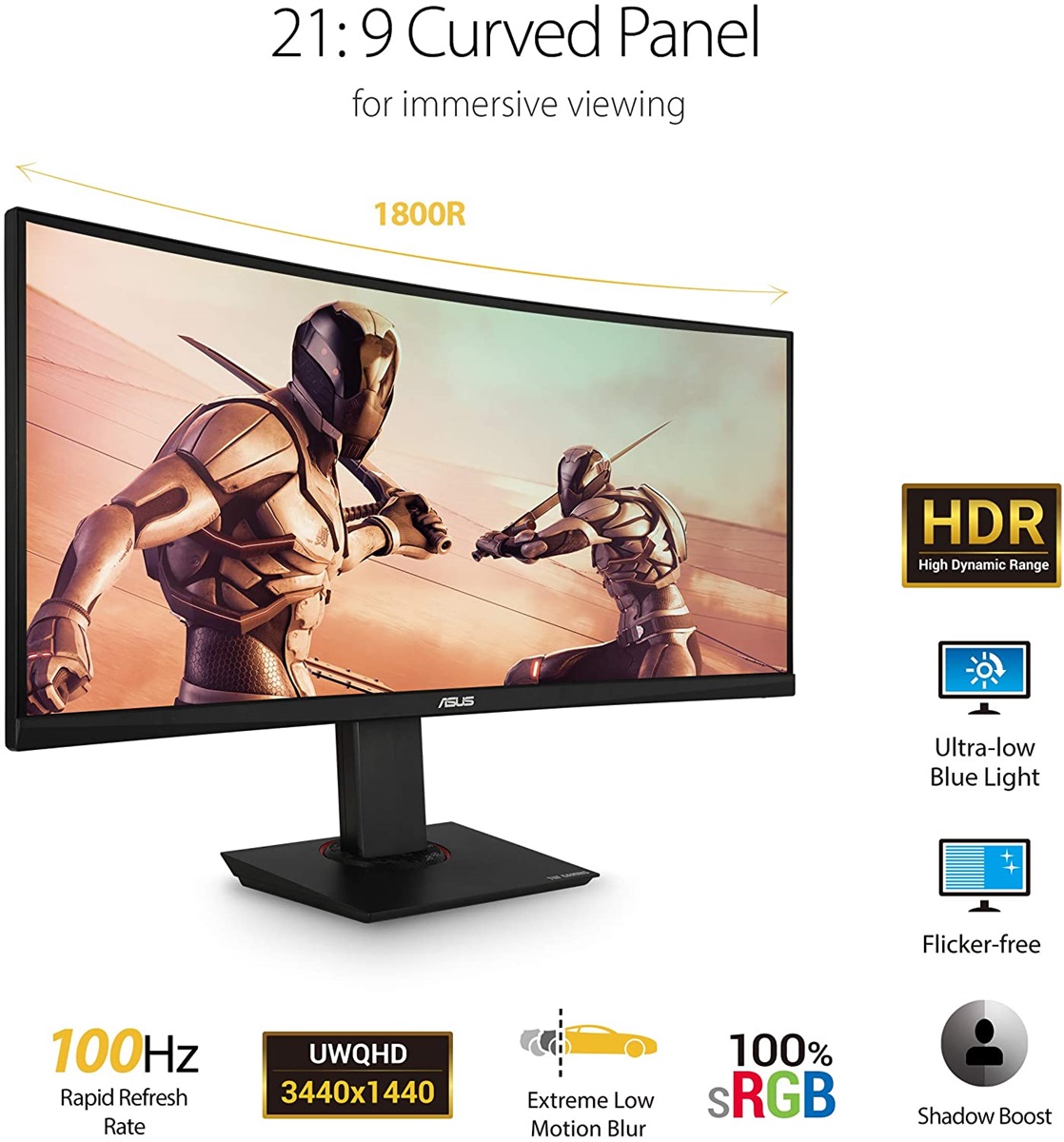 Asus Tuf Gaming VG35VQ 35” 2K 100Hz Curved Gaming Monitor