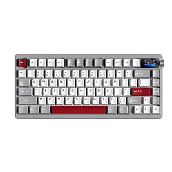 Aula Nova75 Mechanical Gaming Keyboard 8000mAh, Gasket Mounted with 75% Compact Layout, RGB Backlit, Custom Hot Swappable, Bluetooth Wireless/2.4GHz/USB-C Cream Keyboard Gaming for Win/Mac/iOS/Android (White/Grey/Red)