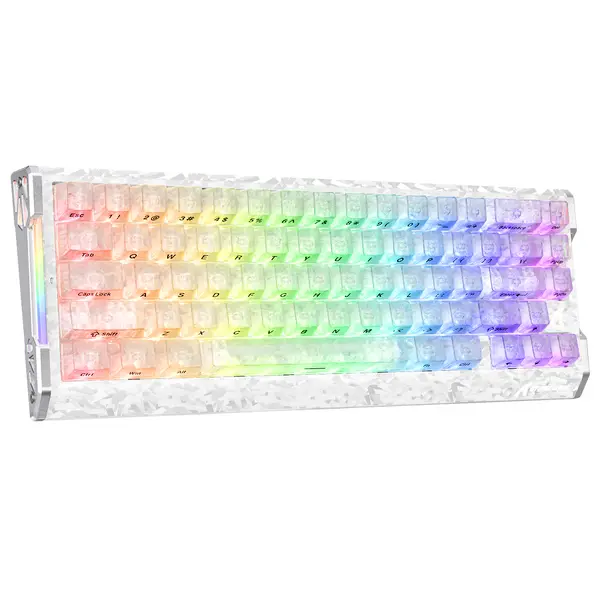 Attack Shark R68 HE Carbon Fiber 8000Hz Rapid Trigger Keyboard, 0.005mm RT Accuracy 68 Keys Wired Gaming Keyboard with Magnetic Switch, Adjustable Actuation, Snap Tap, RGB Lighting for PC/Mac, Ice Ninja White
