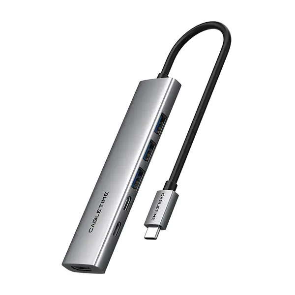 Cabletime HB01G ECO 6-in-1 USB-C Hub HDMI 4K30Hz + PD100W Aluminum