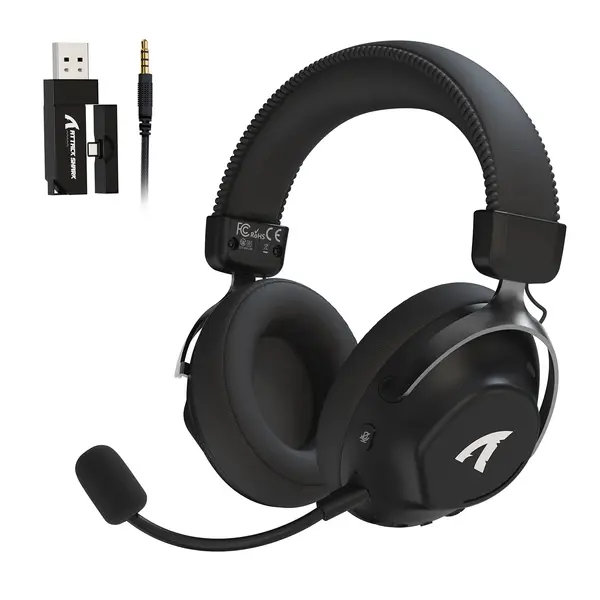 Attack Shark L50 PRO Wireless Gaming Headset with Detachable Mic, Black