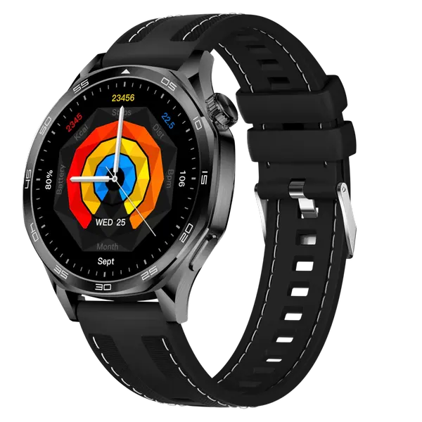 Aurafit AM29 Smartwatch - with 1.43" AMOLED Display & Rotary Knob (Black)