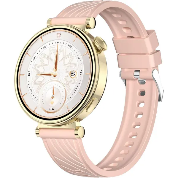 Aurafit Ella 2 AM23 Smartwatch for Women IP67 Waterproof Fitness Tracker Smart Watches 1.32HD AMOLED Screen Answer/Make Calls AI Voice, Heart Rate & Sleep Monitor, for Android & iOS (Champagne)