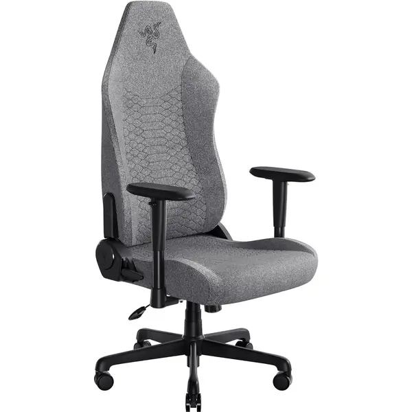 Razer Iskur V2 X Ergonomic Gaming Chair: Built-in Lumbar Support, Widened Seat Base, High Density Foam Cushions, Adjustable 152 Degree Recline, 2D Armrests, Plush Fabric Finish - Light Gray