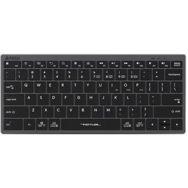 A4Tech Fstyler FBX51C Bluetooth & 2.4G Wireless Scissor Switch Compact Keyboard - Grey, Type-C Charging, US Layout