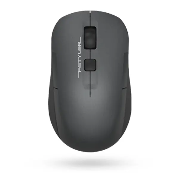 A4Tech Fstyler FG16CS Air2 2.4GHz Wireless Rechargeable Silent Click Mouse with USB + Type-C Adapter - Grey (Black+Blue Receiver)