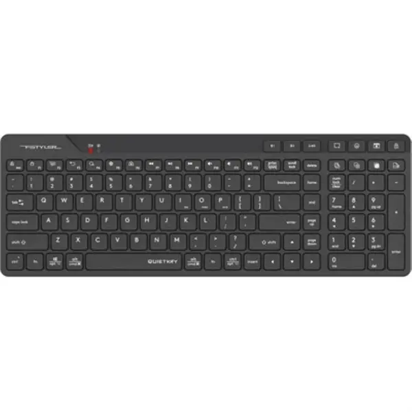 A4Tech Fstyler FBK27C AS Bluetooth & 2.4G Wireless Rechargeable 2-Zone Compact Keyboard - Black, US Layout