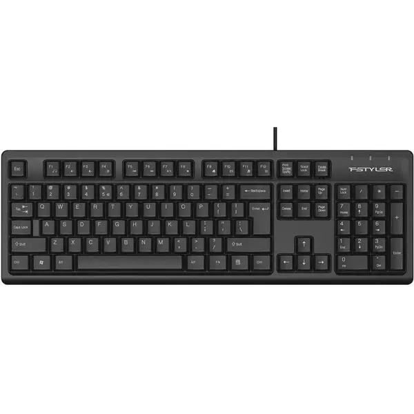 A4Tech Fstyler FKS12 FN Multimedia Wired USB Keyboard - Black, US Layout
