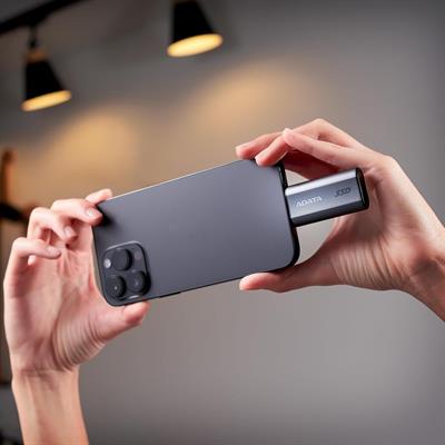 Adata SC750 500GB USB-C External Portable SSD - HighSpeed USB 3.2 Gen 2, Up to 1000 MB/s, Black Titanium