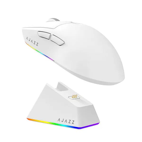 Ajazz AJ139 V2 MC Gaming Mouse with Charging Base, Adjustable 12,000 DPI, PAW3311 Sensor, 3 Modes Wireless Mouse, 500mAh Battery, 1000 Polling Rate, 66g Lightweight, Win/Mac (Black)