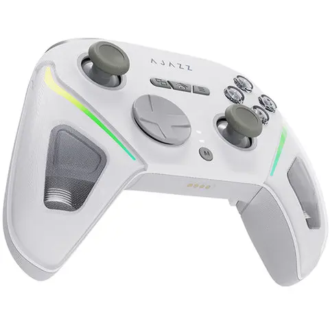 Ajazz GP100 Pro Tri-Mode Wireless Gaming Controller - White, Hall Effect, RGB, Charging Dock