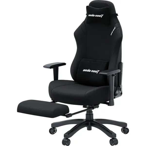 Anda Seat Luna Pro Large Gaming Chair with Footrest - Ergonomic Reclining Video Game Chairs, Fabric Computer Home Office Chair, Heavy Duty Neck & Back Lumbar Support, Folding Recliner Seat for Adults - Black Fabric