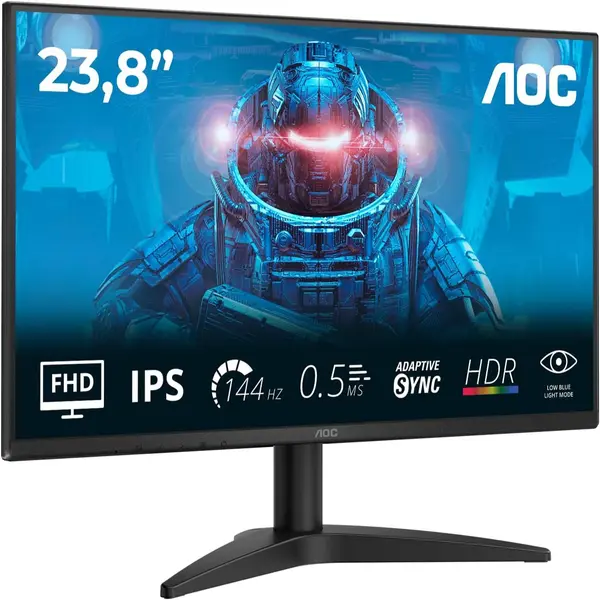 AOC 24B36X 24 Inch FHD Gaming Monitor, 144Hz, IPS, 0.5ms MPRT, Adaptive Sync, HDR10, (1920x1080,HDMI 1x 1.4,DP 1x 1.4) Black